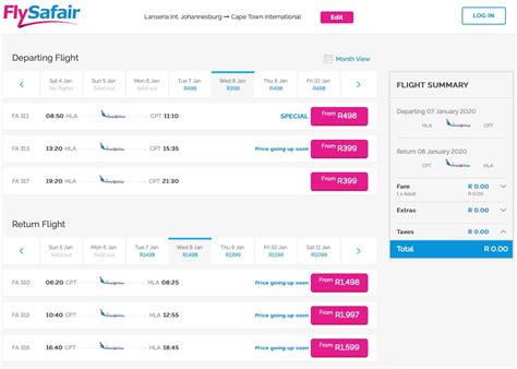 flysafair flight schedule